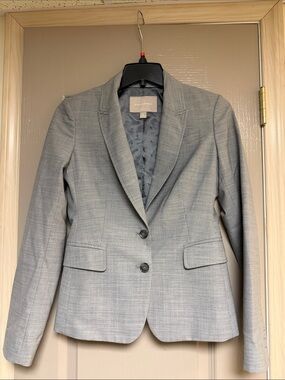 Banana Republic Light Gray Women's Blazer - Two-Button Tailored Jacket